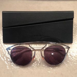 Dior Sunglasses with Purple Lenses and Silver Frame